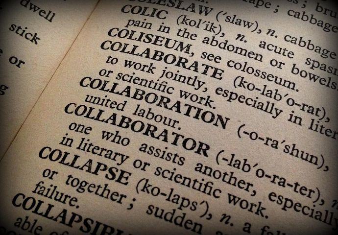 Bild av ordbok "collaboration"